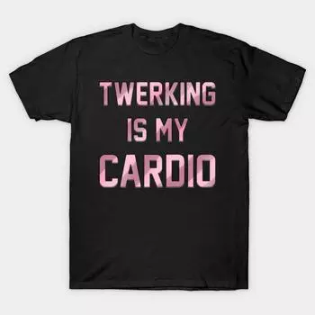 Мужчины Черная футболка с принтом Super Large TShirt twerking-is-my-cardio No-Cut Трансферная бумага с принтом Хлопковая футболка S чёрный