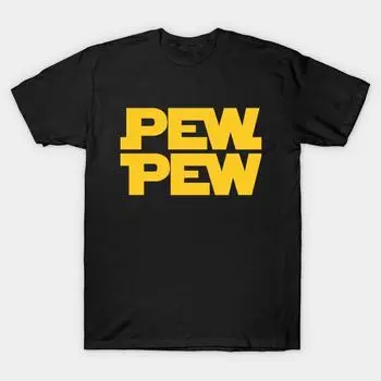 Мужчины Черная футболка с принтом Super Large TShirt pew-pew No-Cut Трансферная бумага с принтом Хлопковая футболка S чёрный