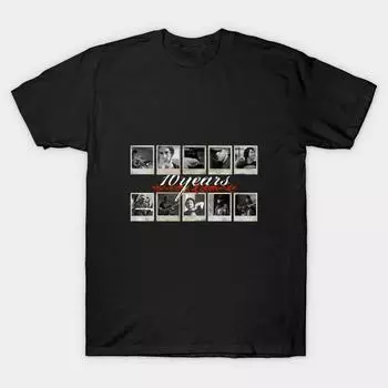 Мужчины Черная футболка с принтом Super Large TShirt 10-years-4 No-Cut Transfer Paper Печати Хлопковая футболка L чёрный