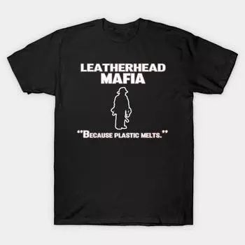Мужчины Черная футболка с принтом Super Large TShirt кожаная голова-мафия No-Cut Трансферная бумага с принтом Хлопковая футболка S чёрный