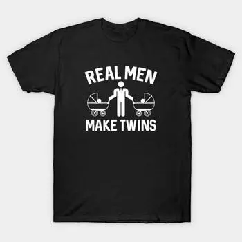 Мужчины Черная футболка с принтом Super Large TShirt Real-men-make-twins No-Cut Трансферная бумага с принтом Хлопковая футболка S чёрный