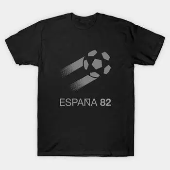 Мужчины Черная футболка с принтом Super Large TShirt 1982-world-cup-espana No Cut Transfer Paper Печати Хлопковая футболка L чёрный