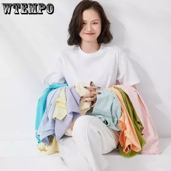 Мужчины и женщины с короткими рукавами, хлопковая футболка с одинаковым абзацем, рубашка с круглым вырезом, однотонные свободные трендовые топы с короткими рукавами S чёрный