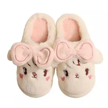 Мужчины и женщины с одинаковым хлопковым перетягиванием пара простых тапочек с бантом зимние впитывающие пот водонепроницаемые нескользящие 36-37 розовый