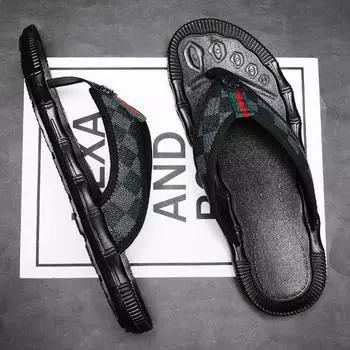 Мужчины в шлепанцах наступают на дерьмо летом и носят новые повседневные вьетнамские пляжные сандалии 2025 года, мужские легкие сандалии Pinch 39 коричневый