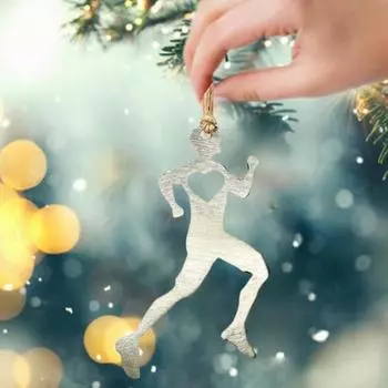 Мужчины Женщины Бегун Снеговик Висячие Украшения Полое Сердце Любви Сверхмощный Металлический Ремесло Бег Мальчик Девочка Орнамент Подвеска Подарок Любителю Спорта Mens