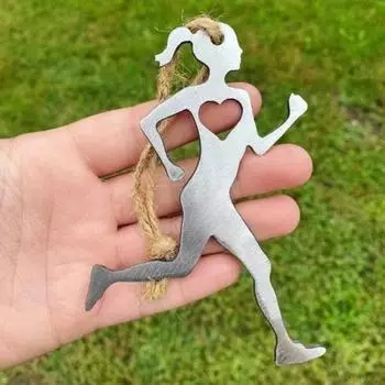 Мужчины Женщины Бегун Снеговик Висячие Украшения Полое Сердце Любви Сверхмощный Металлический Ремесло Бег Мальчик Девочка Орнамент Подвеска Подарок Любителю Спорта Womens