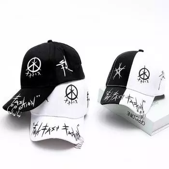 Мужчины Женщины Бейсболка с кольцом Хип-хоп Модный узор Шляпа Уличные туристические кепки Дизайнерские шляпы белый/чёрный