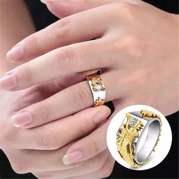 Мужчины Женщины Блестящие Стразы Кольцо Мода Дракон Форма Группа Ювелирные Изделия Партии US 10 золотистый