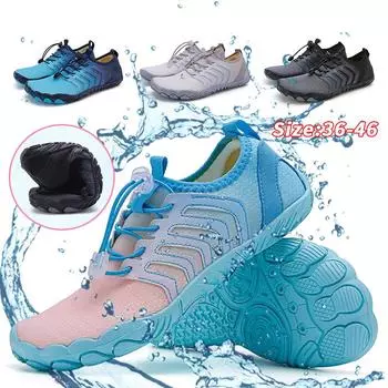 Мужчины Женщины Босоножки Аква-обувь Быстросохнущая обувь для плавания в воде Пляжные сандалии вверх по течению Фитнес-обувь для йоги Река Море Дайвинг Серфинг Забродные кроссовки 36 чёрный