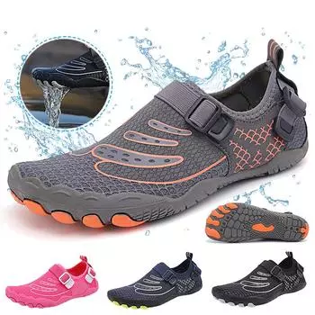 Мужчины Женщины Босоножки Аква-обувь Быстросохнущие пляжные сандалии для плавания в воде Дренажные кроссовки для плавания вверх по течению Для йоги Фитнес Дайвинг Пеший туризм Серфинг 36 чёрный