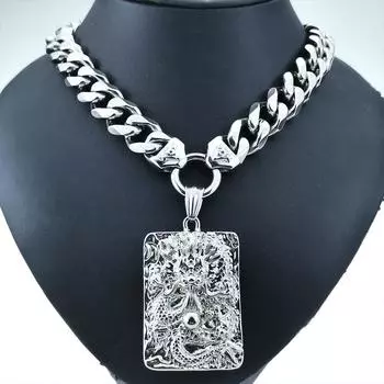 Мужчины Женщины Китайская ДЛИННАЯ подвеска на цепочке из нержавеющей стали 40cm