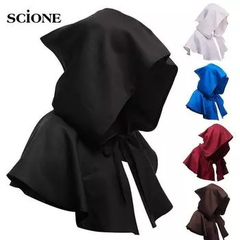 Мужчины Женщины Косплей Средневековый Реквизит Хэллоуин Ведьма Накидка с Капюшоном Колдовство Языческая Ролевая Игра белый