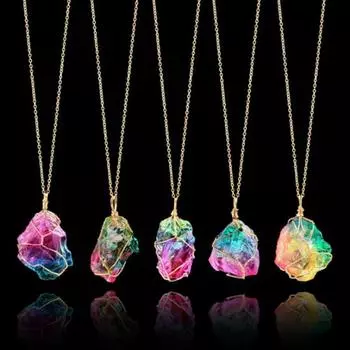 Мужчины Женщины Красочные Подвески из Натурального Камня Ожерелье Подарок Ювелирных Изделий