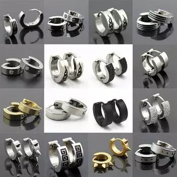 Мужчины женщины мода панк готический обруч из нержавеющей стали серьги-гвоздики ювелирные изделия 12