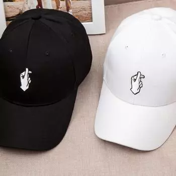 Мужчины женщины остроконечная хип-хоп остроконечная регулируемая бейсбольная кепка Snapback Finger чёрный