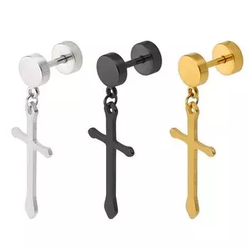 Мужчины Женщины Панк Крест Кулон Хрящ Падение Висячие Серьги Уха Стад Ювелирные Изделия чёрный