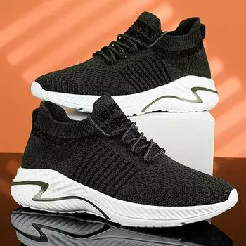 Мужчины Женщины Повседневная прогулочная обувь Дышащие модные кроссовки Легкая спортивная обувь 36 чёрный
