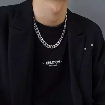 Мужчины Женщины Титановая Сталь Хип-Хоп Пара Ожерелье Кубинская Цепь Ожерелье Ключицы Цепь Мужское Ожерелье 55cm long 5mm wide