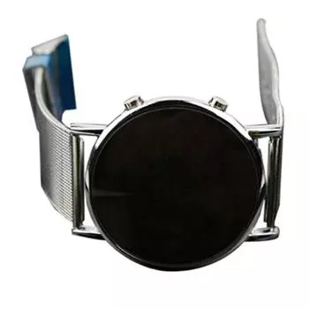 Мужчины Женщины Ультратонкие круглые креативные зеркальные круги Синие светодиодные наручные часы Лучшие ювелирные подарки