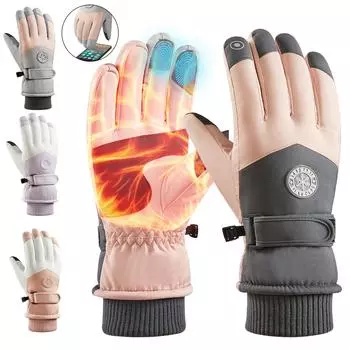 Мужчины Женщины Зимние Термальные Ветрозащитные Водонепроницаемые Перчатки Сенсорный Экран Теплые Варежки Women фиолетовый/белый
