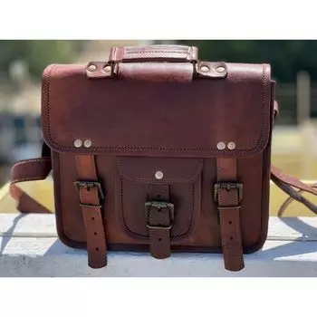 Мужская 11-дюймовая новая винтажная кожаная сумка-мессенджер, мужская сумка для ноутбука, портфель, сумка 9 X 11 X 4 коричневый