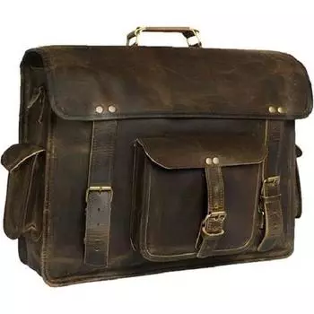 Мужская 18-дюймовая кожаная сумка-мессенджер для ноутбука, винтажная ручная работа, дорожный офисный компьютерный портфель для мужчин и женщин