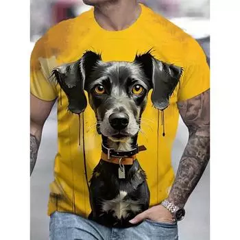 Мужская 3D футболка с принтом «цифровая собака», круглый вырез, короткий рукав, футболка, мужская спортивная футболка, уличная одежда, свободный размер S