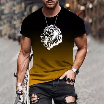 Мужская 3D градиентная печать модный трендовый принт Harajuku дизайнерские повседневные топы с коротким рукавом очень большие размеры мужская одежда XS