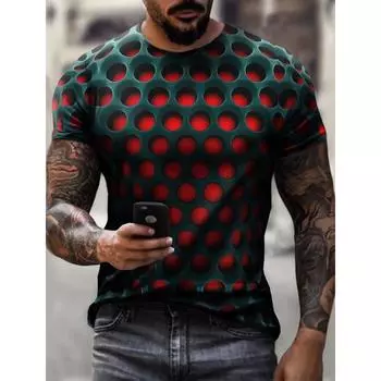 Мужская 3D хип-хоп трендовая визуальная иллюзия принтованная футболка с коротким рукавом модный топ градиент уличная одежда Харадзюку 2XS