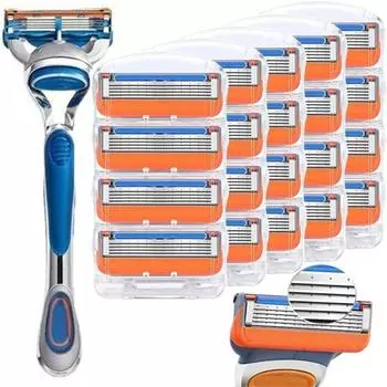 Мужская 5-слойная бритва Высококачественное лезвие для бритвы 5 шт/9 шт/13 шт/17 шт/21 шт Fusione 1 handle 20 blades