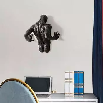 Мужская абстрактная скульптура, настенный декор из смолы, статуя человеческого тела, настенное крепление, художественная фигура, скульптура для дома, гостиной, галереи A