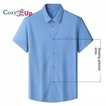 Мужская эластичная рубашка Cosy Up больших размеров в полоску из бамбука с короткими рукавами XL синий