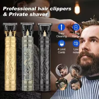 Мужская электрическая машинка для стрижки волос с зарядкой через USB, беспроводная электрическая машинка для стрижки волос, триммер для бритья, триммер для удаления волос Upgrade B1 black dragon and phoenix