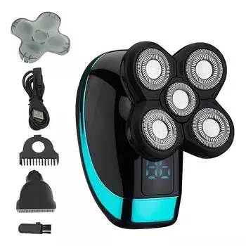 Мужская электробритва Машинка для стрижки лысой головы Электробритва 5 плавающих головок Триммер для бороды, носа, ушей, машинка для стрижки волос Щетка для лица