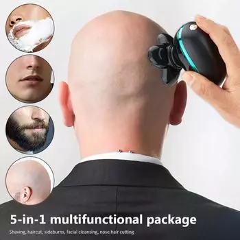 Мужская электробритва Машинка для стрижки лысой головы Электробритва 5 плавающих головок Триммер для бороды, носа, ушей, машинка для стрижки волос Щетка для лица