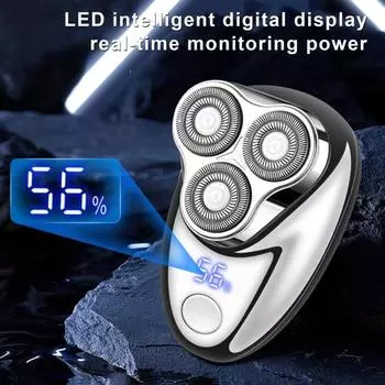 Мужская электробритва с цифровым дисплеем, USB перезаряжаемая мини-дисковая бритва для путешествий, портативный беспроводной триммер для волос, инструмент для удаления бороды, подарок парню чёрный
