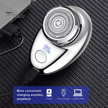 Мужская электробритва с цифровым дисплеем, USB перезаряжаемая мини-дисковая бритва для путешествий, портативный беспроводной триммер для волос, инструмент для удаления бороды, подарок парню королевский синий