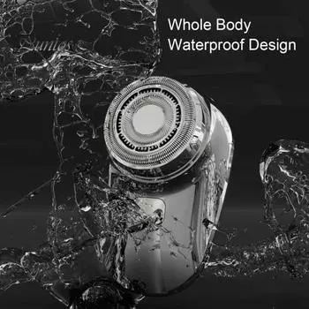 Мужская электробритва с цифровым дисплеем, водонепроницаемая, перезаряжаемая, мини-дорожная роторная бритва, портативный триммер для удаления волос и бороды, подарок отцу и парню чёрный