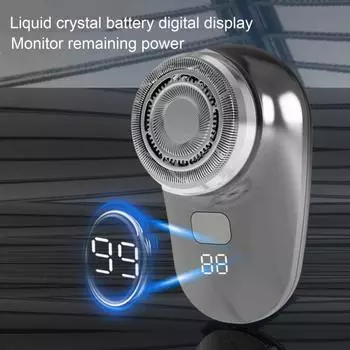 Мужская электробритва с цифровым дисплеем, водонепроницаемая, перезаряжаемая, мини-дорожная роторная бритва, портативный триммер для удаления волос и бороды, подарок отцу и парню чёрный