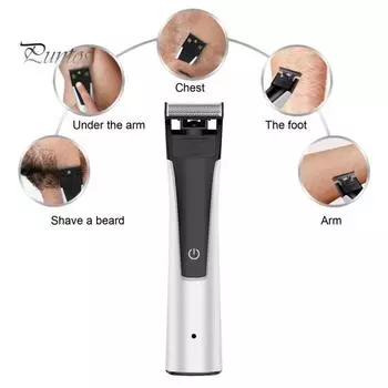 Мужская электробритва с лезвием из нержавеющей стали, водонепроницаемая, с возможностью зарядки через USB, портативная дорожная бритва, триммер для удаления волос на теле, инструмент для отца и бойфренда серый