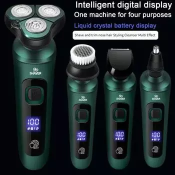 Мужская электробритва со светодиодным дисплеем, 3 головки, USB аккумуляторная дорожная бритва, беспроводной триммер для волос, инструмент для удаления бороды, подарок парню