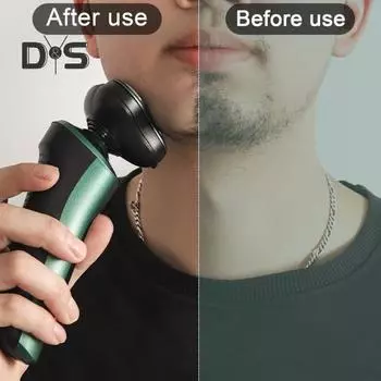 Мужская электробритва со светодиодным дисплеем, 3 головки, USB аккумуляторная дорожная бритва, беспроводной триммер для волос, инструмент для удаления бороды, подарок парню A