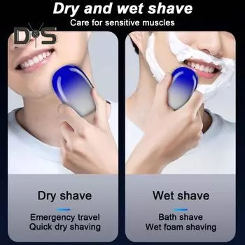 Мужская электробритва, водонепроницаемая USB перезаряжаемая мини-роторная бритва для путешествий, портативный триммер для волос, инструмент для удаления бороды, подарок парню синий