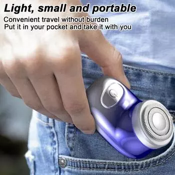 Мужская электробритва, водонепроницаемая USB перезаряжаемая мини-роторная бритва для путешествий, портативный триммер для волос, инструмент для удаления бороды, подарок парню синий