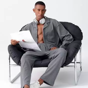 «Мужская антибактериальная хлопковая пижама — американский стиль, с длинным рукавом, можно носить как верхнюю одежду, идеально подходит для весны, осени и зимы». L