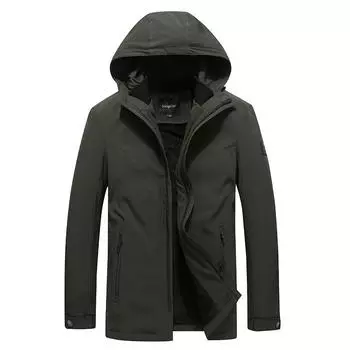 Мужская бархатная куртка с капюшоном большого размера с эластичным верхом для осени и зимы для мужчин среднего возраста L