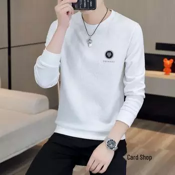 Мужская бархатная облегающая толстовка с длинным рукавом на весну и осень 5XL