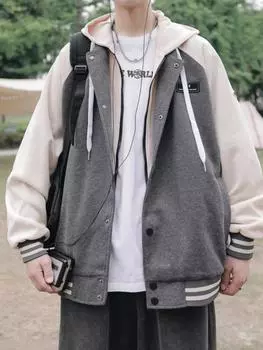 Мужская бархатная теплая мужская куртка, модная осенне-зимняя куртка-пальто, модная флисовая куртка с вышивкой, куртка с длинными рукавами M чёрный