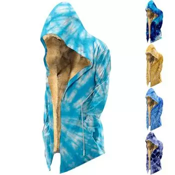 Мужская бархатная утолщенная длинная куртка с цветным принтом, мужская повседневная куртка на молнии большого размера XXXL темно-синий